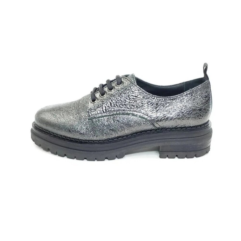 M.Gemi The Lara Pewter Metallic Leather Oxford Womens Size 39 US 8.5
